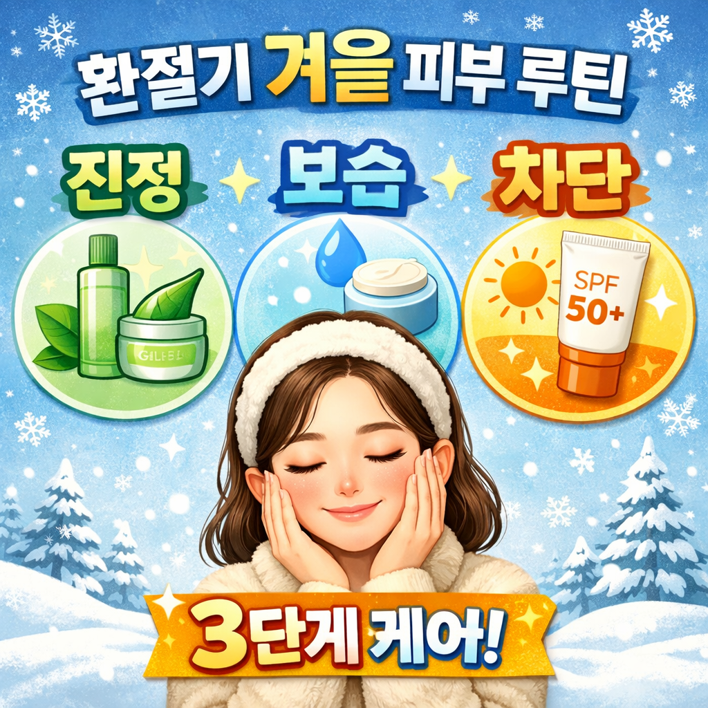 환절기(겨울) 피부 루틴 3단계: 진정-보습-차단 ❄️